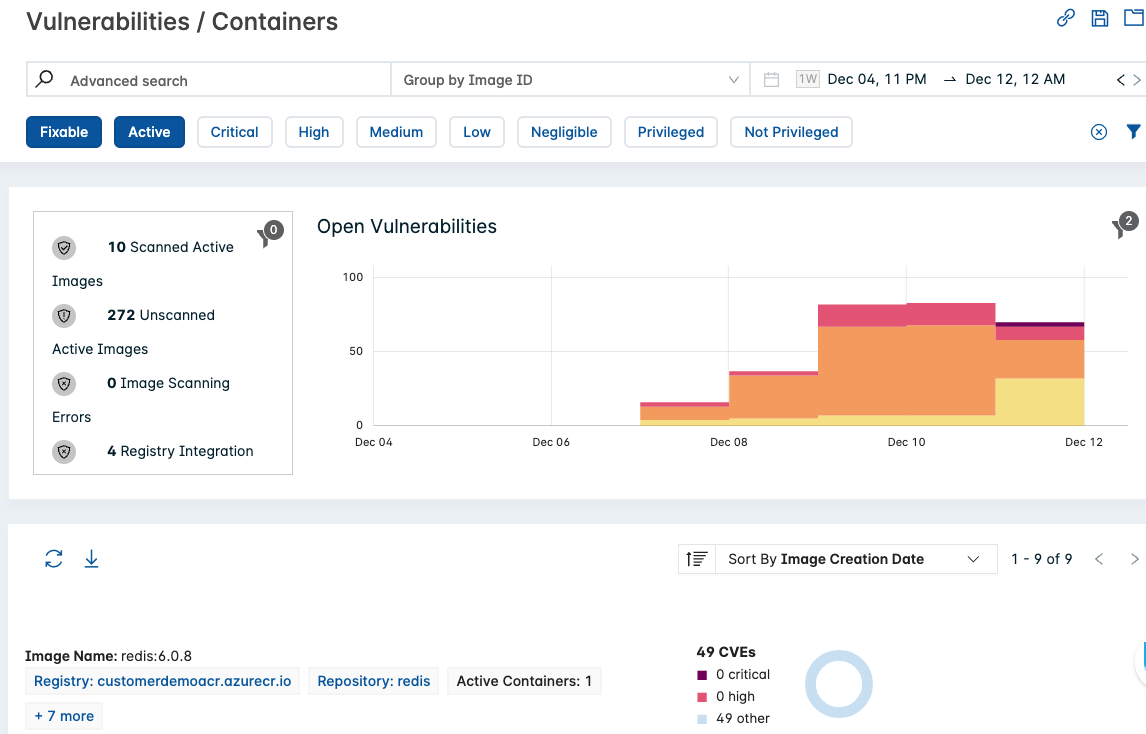 Lacework Container Vulnerabilities