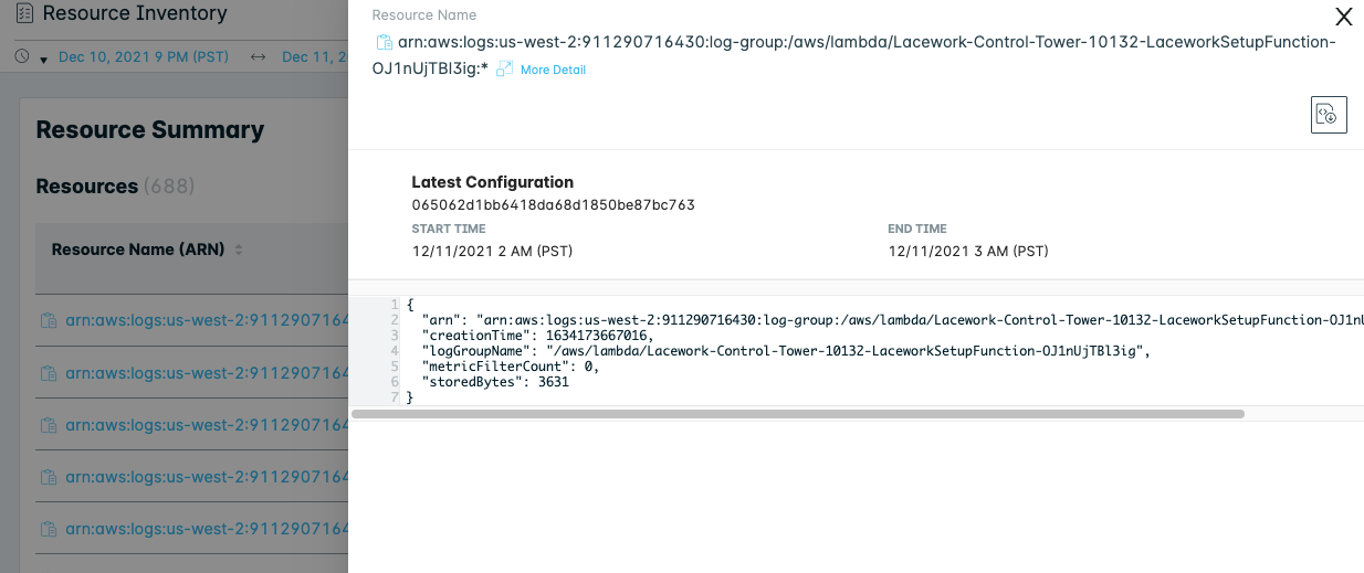 Lacework Resource Config Detail